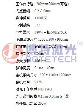 眼鏡架激光焊接機參數